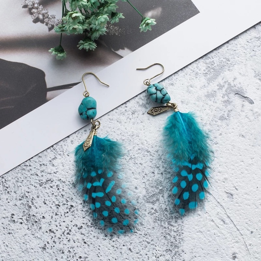 Boho Spotted Feather Earrings